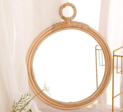 China Natural Handmade Decorative Wall Rattan Mirror Modern Luxury home decorations  willow wicker Mirror for sale