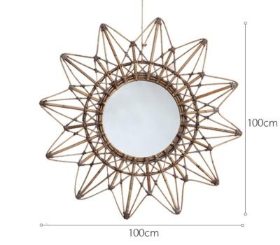 China Natural Handmade Decorative Wall Rattan Mirror Modern Luxury home decorations  willow wicker Mirror for sale