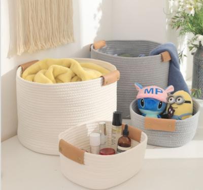 China OEM Home Center Decoration Easter Woven Big Blue Cotton Rope Baby Storage Organizer Empty Toys Gifts Clothes Laundry Bas for sale