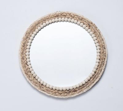 China Design Natural Bathroom Large Wall Decorative Woven Custom Framed Wooden Rattan Wicker Willow Mirror for sale