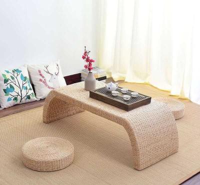 China The Cane Makes Up Tea Table Natural Straw Woven Floor Table for sale