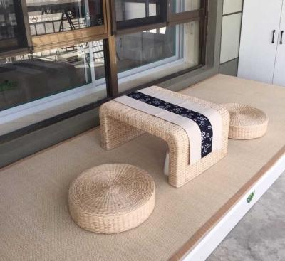 China The Cane Makes Up Tea Table Natural Straw Woven Floor Table Natural fiber Window Table for sale