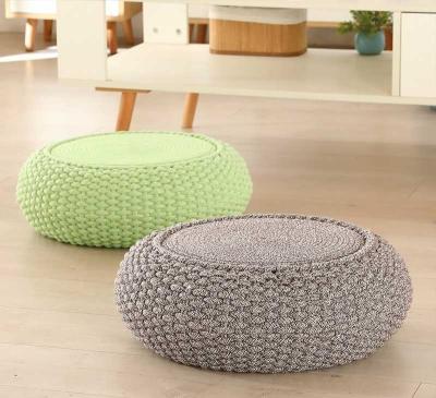 China Natural Straw Household Storage Stool Grass Woven Ottoman Box Eco-Friendly Hand-Woven Grass Rattan Stools Seat Pad for sale