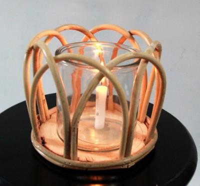 China Hot Sale Led Lantern Indoor And Outdoor Decoration Natural Handmade Rattan Weave Candle Holder for sale