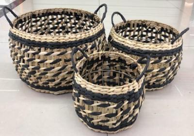 China Seagrass Basket Storage Weaving Straw Seaweed Water Hyacinth Bag Fruits Baskets Organizer ECO Friendly for sale