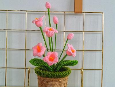 China New Creative Luxury Handmade Crochet Knitting Plants Flowers Handicraft Home Decorations Crochet Flower for sale