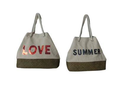 China ECO Friendly Fashion Summer Tote Handbag Bohemian Handmade Bali Bags Straw Beach Bag Cotton Canvas Shopping Bags for sale