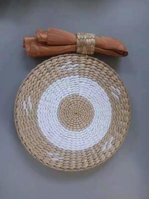 China Hot Sale Eco- friendly Handmade Natural Water Hyacinth Woven Table Placemat Seagrass Rattan Straw Placemats for sale