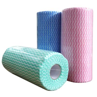 China Sustainable Factory Supply Printed Spunlace Nonwoven Fabric Rolls For Daily Household Cleaning for sale