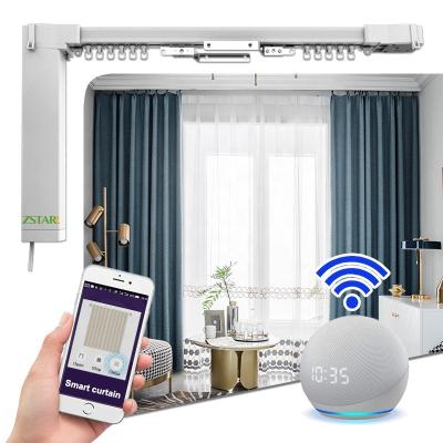 China Smart motorized curtain track set easy installation smart home automatic curtain wifi remote control curtain for hotel for sale