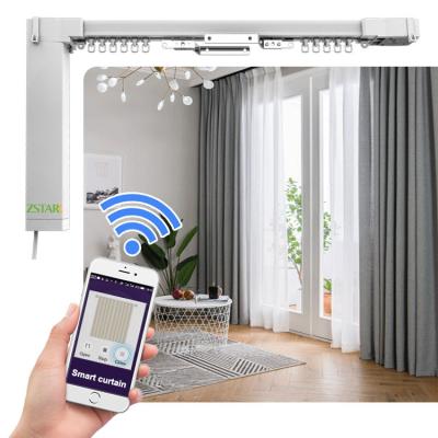 China Smart home hotel automatic curtain system wifi electric curtain track curtain motor and track for sale