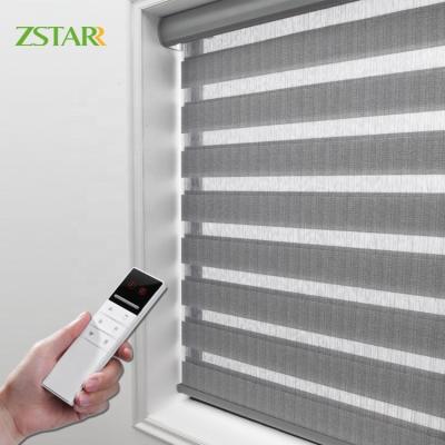 China Eclectic Custom Size Zebra Remote Electric Curtain Blinds Motorized Roller Window Shades for sale