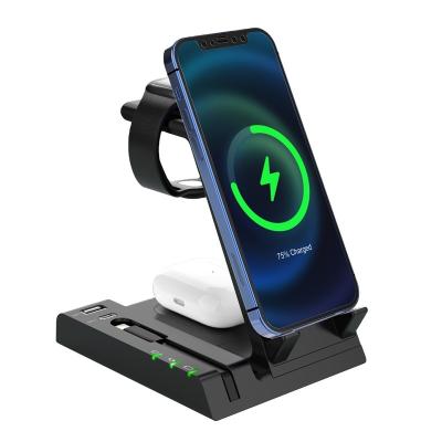 China Earphone 6 in 1 wireless charger included parport cable outlet used for Cell Phone, Apple Watch, AirpodsHome and Desktop for sale