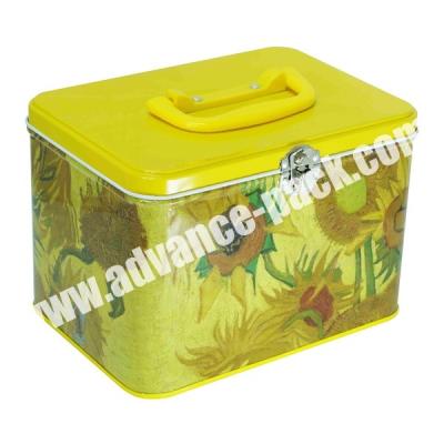 China Household Products high quality wholesale custom cheap metal lunch tin box with handle for kids for sale