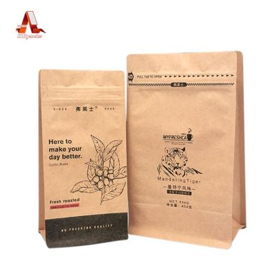 China Wholesale Biodegradable Moisture Proof Resealable Coffee Beanbag Coffee Pouch Valve Zipper Paper Tea Bag Flat Bottom Kraft Bag for sale