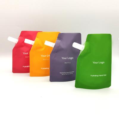 China Barrier Spout Pouch Bag 50ml 100ml Refill Pouch Cosmetic Refill Bags For Liquid Soap Matte Corner Sprung Holder Up Pouches for sale