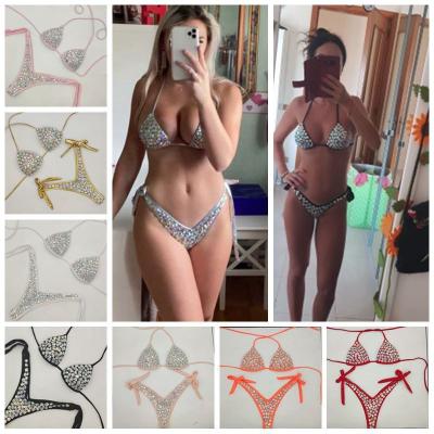 China Breathable Manufacturers Lead Sales Bikini Swimwear Set Rhinestone Beachwear for sale