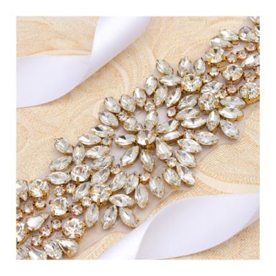 China Vintage Fashion New Design Beautiful Applique Sash Wedding Dress Bridal Belt Sash With Ribbon for sale