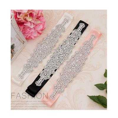 China Fashion Elegant Silk Sash Wedding Bridal Belt Appliques Crystal Trim Dress Belts For Women for sale