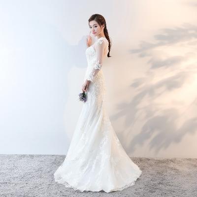 China Anti-Static Pure White African Wedding Dress Nice Style Mermaid Wedding Dresshig Collar Wedding Dresses Bride Tall, for sale