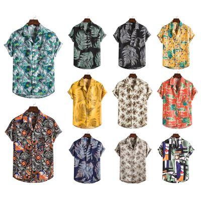 China 2021 Ebay Sale Breathable Amazon Wish Hot Sale Beach Casual Short Sleeve Printing Floral Clothing Shirts for sale