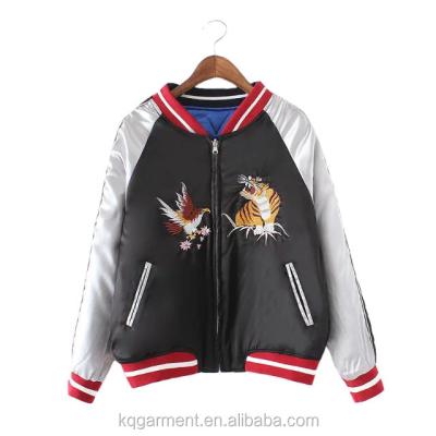 China Latest casual men's bomber jacket jackets/embroidery fashion stand neck satin bomber for OEM for sale