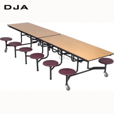 China Commerical Foldable Customize Multi Function 6 To 12 Seat School Cafeteria Dining Table And Chair Set Wooden Customized For Students for sale