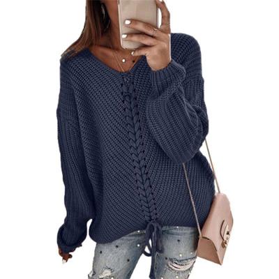 China Breathable Women Long Sleeve Sweaters Polyester Pullover Woman Sweater Lace for sale