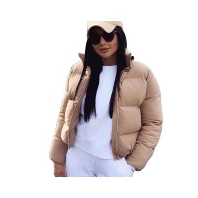 China 2021 Anti-Shrink Ladies Stand Collar Long Sleeve Cotton Bubble Down Jacket Women Winter Casual Warm Short Jacket And Coat for sale