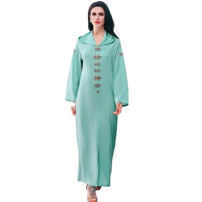 China Light Green Polyester Women's Dresses Long Sleeve Elegant Casual Dress Ladies Hoodies Long Dress for sale