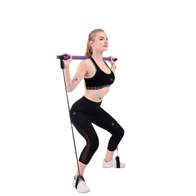 China 36inch Yoga Pilates Resistance Band Bar Exercise Set Pull Up Expander Pull Up Gym Fitness Pilates Bar Portable Stick 36inch Sports Home Workout Yoga Pilates 3-Pieces for sale