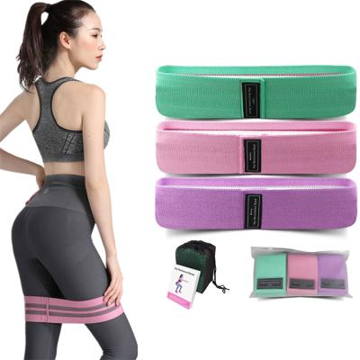 China Portable Femme Fitness Hip Fabric Resistance Bands 3 Piece Set Yoga Pilates Home Gym Bodybuilding Sports Bands for sale