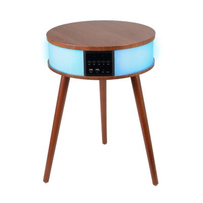 China Multifunctional Creative Smart Speaker USB Wireless Charging Solid Wood Bedside Tables Display Stand Coffee Tables for sale