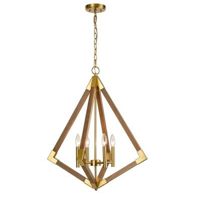 China Modern Decoration EEA Farmhouse Brass Wood Pendant Indoor Lighting Modern Solid Lighting Dining Room Light / Hanging Light for sale