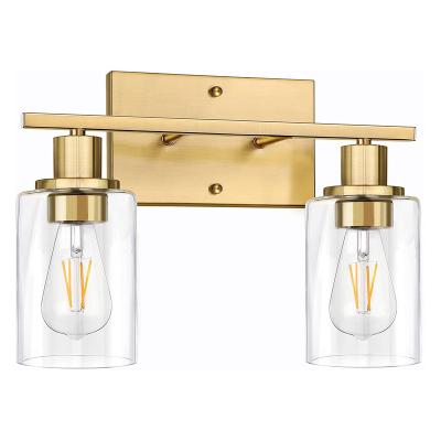 China Modern Wall Lamp Lights Gold Bathroom Vanity Light Fixtures Indoor Modern Wall Lights Brass Glass Shade Brushed Wall Sconce Lighting for sale