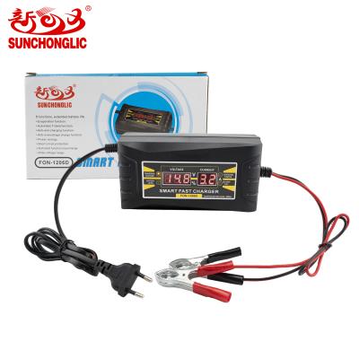 China Battery Car Mode LED Display 12V 6A Sunchonglic Battery Three Phase Charging Lead Acid/Air To Ground Missile/Gel Battery Auto Charger for sale