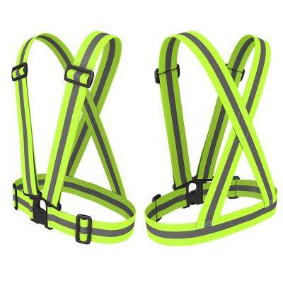 China Water Proof Fluo Hi Vis Elastic Adjustable Running Bicycle Safety Vest Reflective Belt for sale