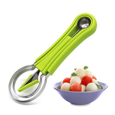 China 4 Viable in 1 Fruit Dig Pulp Separator Kitchen Watermelon Slicer Scoop Fruit Carving Knife Cutter Fruit Tray Gadgets for sale