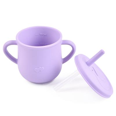 China BPA Free Silicone Drinking Sippy Training Cup With Straw Leak Spill Proof Lid For Baby Kids for sale