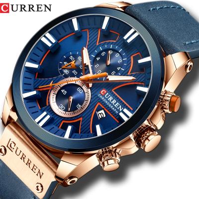 China CURREN 8346 automatic date men's watches top brand fashion leather strap sports quartz luxury watches for sale