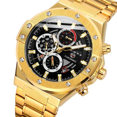 China 2021 Multiple Time Zone Men's Fashion Steel Band Automatic Mechanical Watch Six Pin Luminous Waterproof Watch for sale