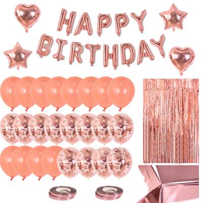 China Rose Gold Birthday Party Decorations Happy Birthday Banner Eco-Friendly Confetti Balloon Latex Balloon Foil Balloon For Birthday Party for sale