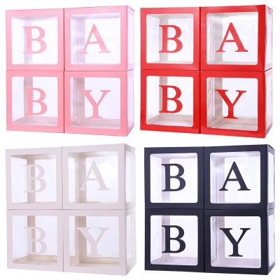 China Party props wholesale transparent BABY LOVE birthday letter balloon box for wedding party decoration for sale