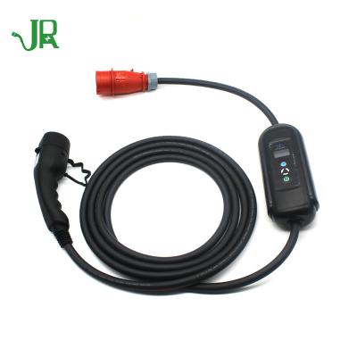 China JERI Stereo Three Phase Type 11kw - 2 Electric Vehicle Cable Charging Station Car 8A - EV 16A Adjustable Portable Charger for sale