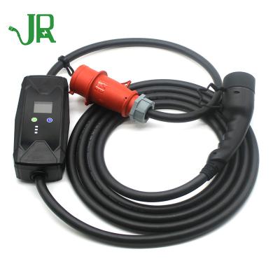 China New JERI China-chic 22kw 3 phase type - 2 electric vehicle cable charging station wallbox 8A - 32A ev adjustable portable charger for sale