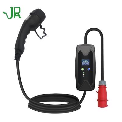 China JERI 22kw 3 phase type - 2 8A - 32A electric vehicle portable ev charging station adjustable charger wallbox 42cm(L)*14cm(W)*14cm(H) for sale