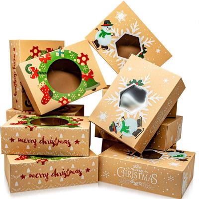 China Disposable Customize Cardboard Kraft Paper Christmas Gift Box With Window Clear Christmas Paper Box for sale