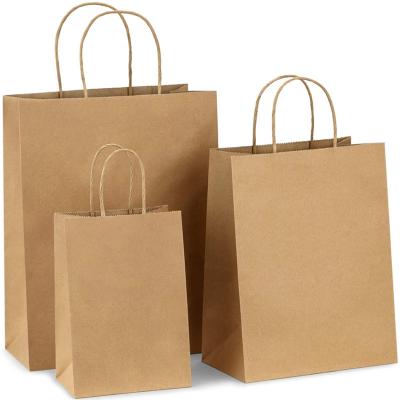 China Recycled Materials Brown Paper Bag Custom Kraft Bag With Handle Shopping Bag for sale