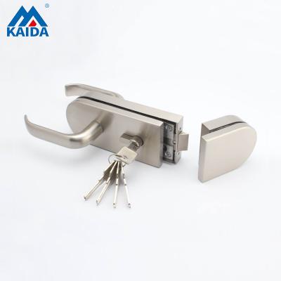 China Glass door system zink alloy glass door lock with handle for a one side fixed glass open for sale