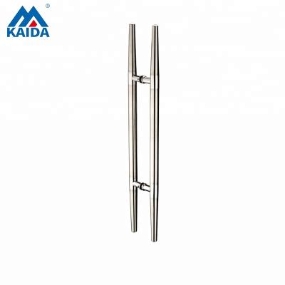 China Modern Stainless Steel Glass Door Pull Handle In Cone Shape Round Tube for sale